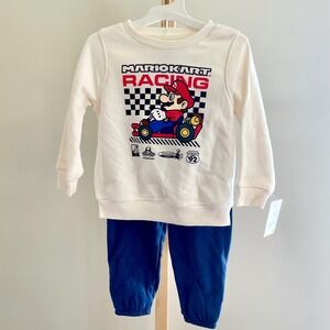 Nintendo Mario Kart Racing Kids Sweatshirt and Jogger Pants 2pc Set Cream Navy